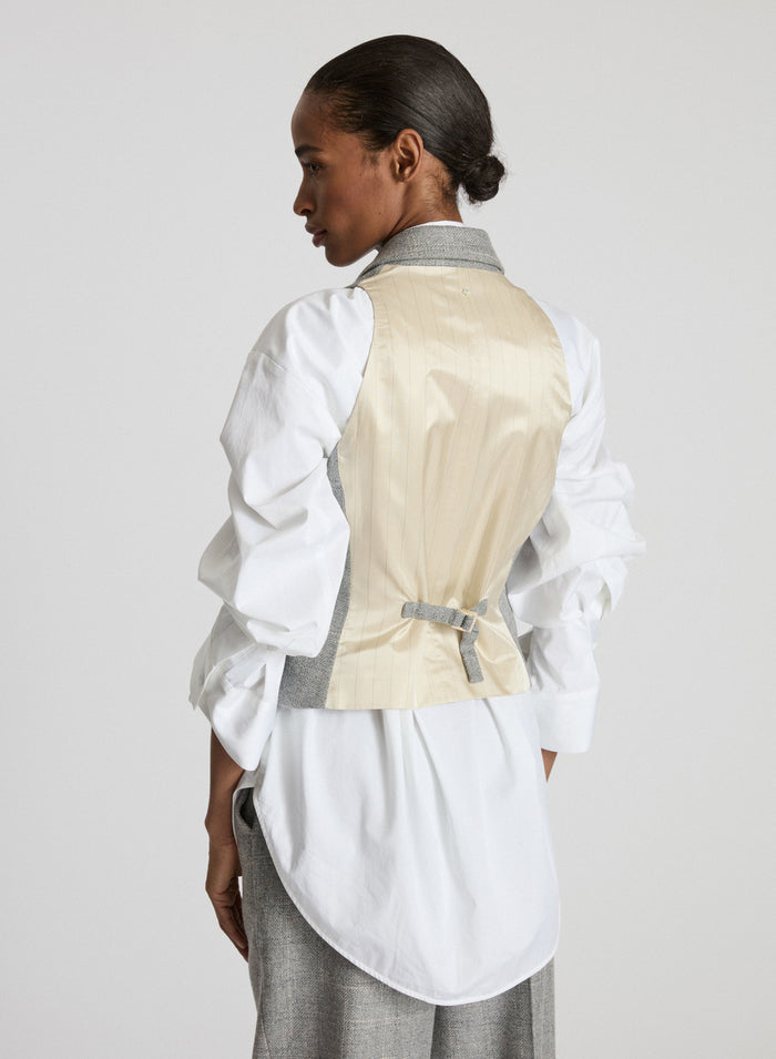 CHECK WOOL AND VISCOSE VEST