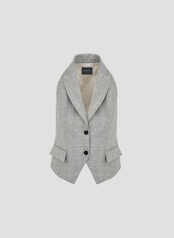 GILET A QUADRI IN LANA E VISCOSA