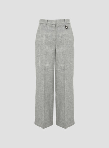 PANTALONI SARTORIALI A QUADRI IN LANA E VISCOSA