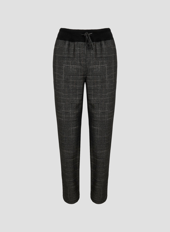 WOOL AND VISCOSE CHECK JOGGER PANTS