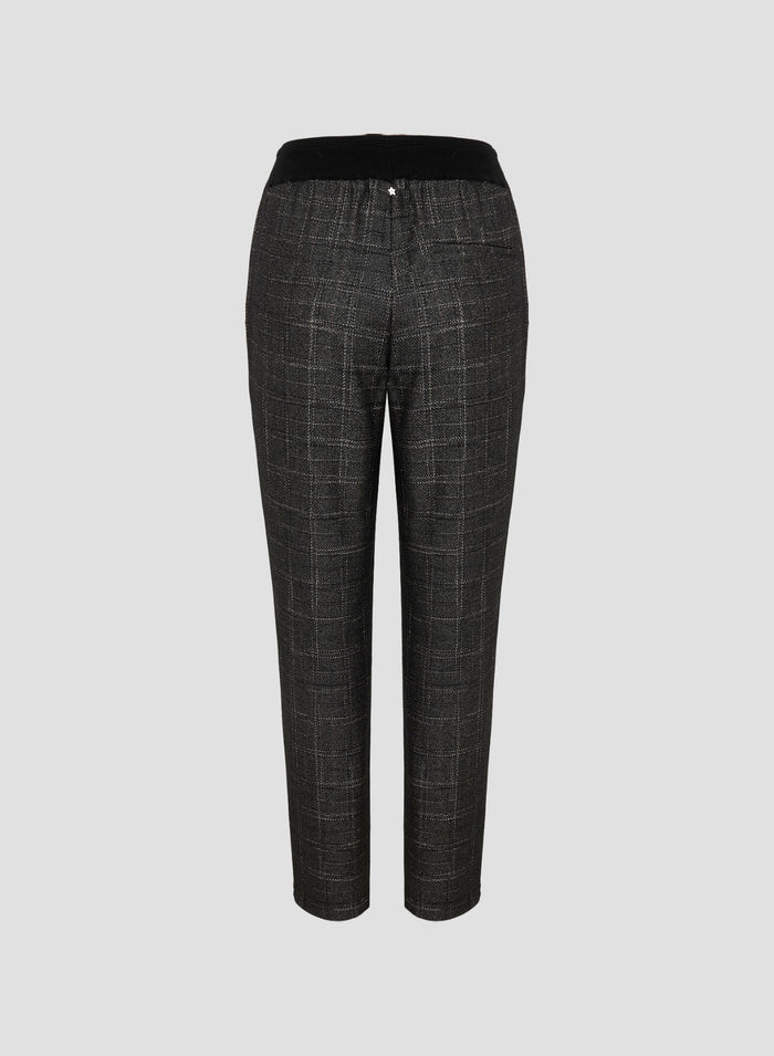 WOOL AND VISCOSE CHECK JOGGER PANTS