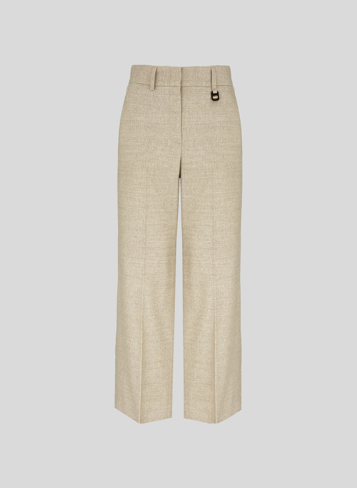 DENIM-EFFECT GRISAILLE WOOL TAILORED PANTS