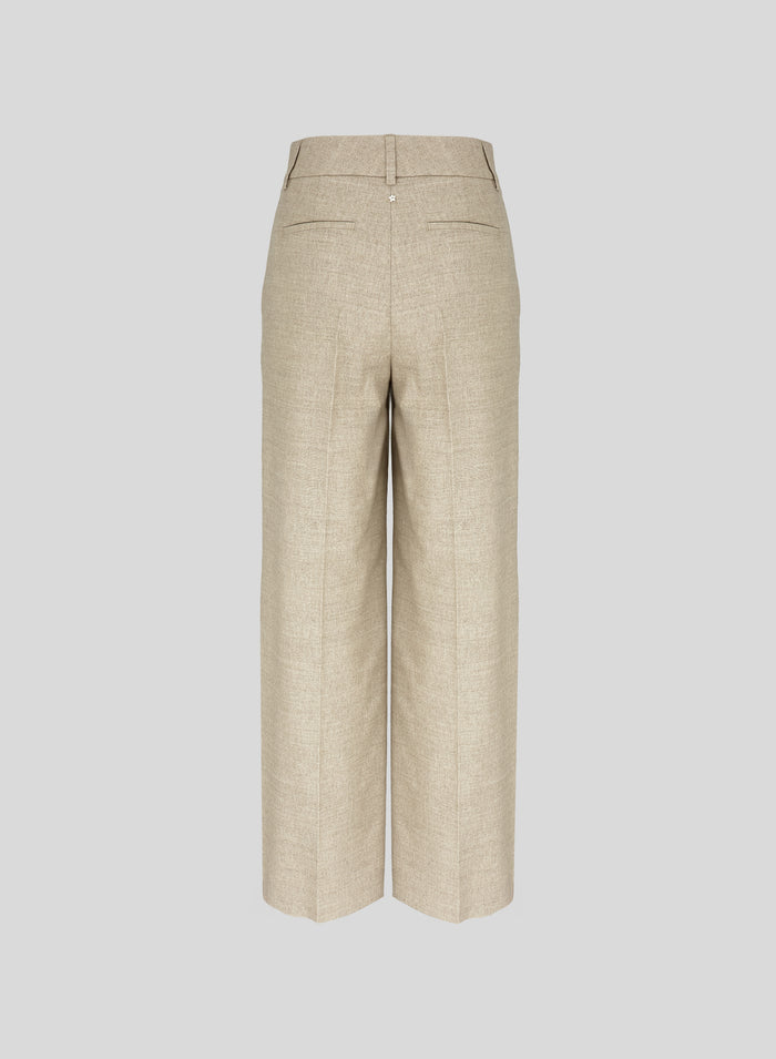 DENIM-EFFECT GRISAILLE WOOL TAILORED PANTS
