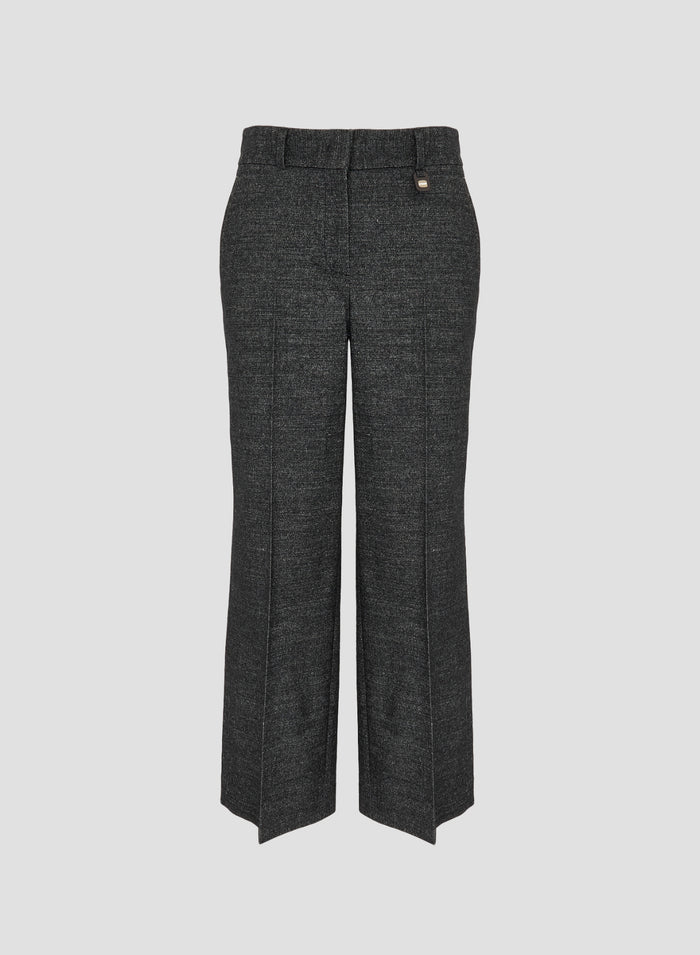 DENIM-EFFECT GRISAILLE WOOL TAILORED PANTS