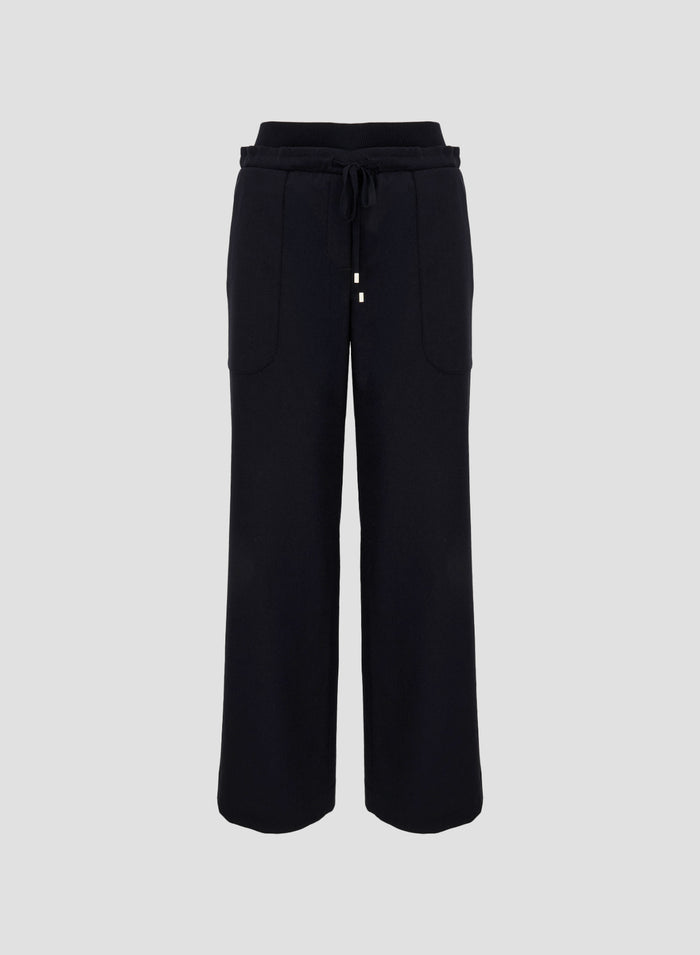 STRETCH FLANNEL WIDE LEG PANTS