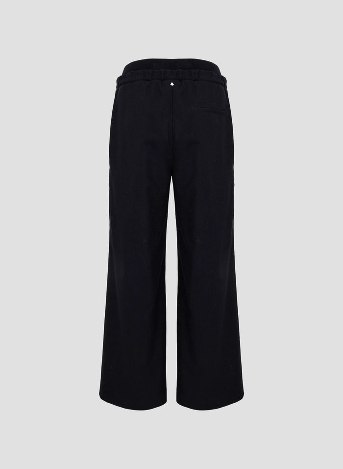 STRETCH FLANNEL WIDE LEG PANTS