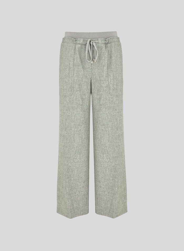 STRETCH FLANNEL WIDE LEG PANTS