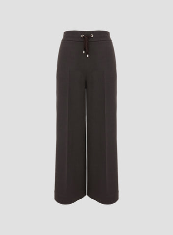 PANTALONI IN TWILL DI LANA CON DETTAGLIO IN PELLE