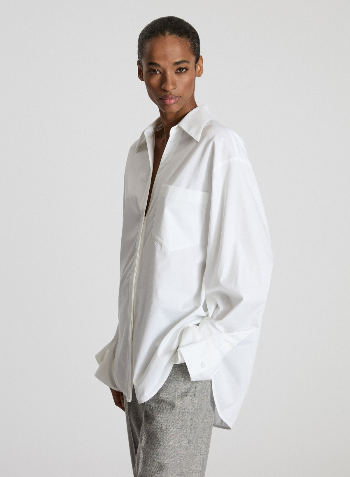 CAMICIA OVERSIZE IN POPELINE DI COTONE