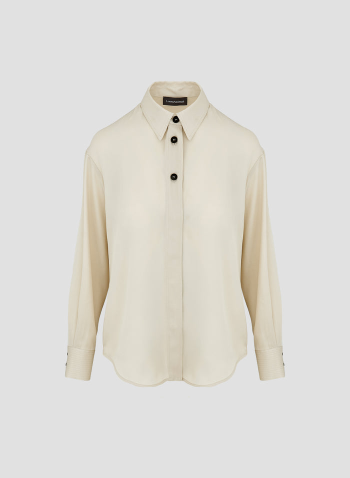 SILK TWILL CLASSIC SHIRT WITH CONTRASTING BUTTONS
