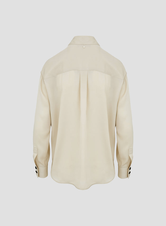 SILK TWILL CLASSIC SHIRT WITH CONTRASTING BUTTONS