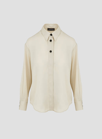 CAMICIA CLASSICA IN TWILL DI SETA CON BOTTONI A CONTRASTO