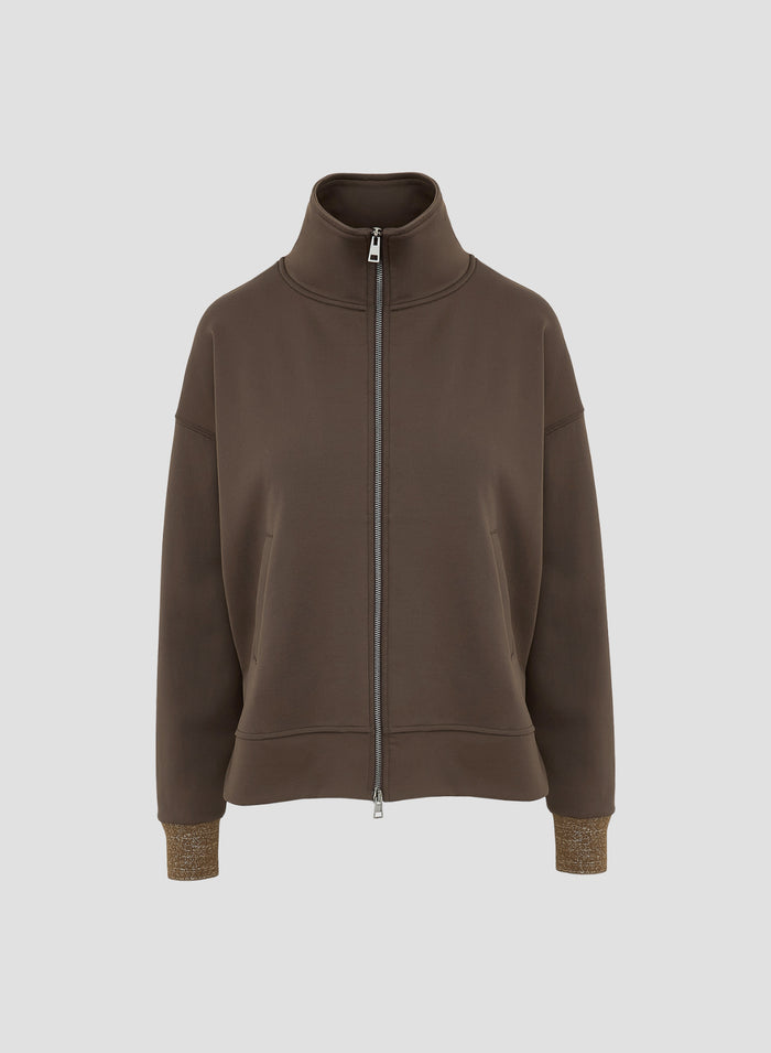 COTTON BLEND SWEATSHIRT WITH METALLIC KNIT INSERT