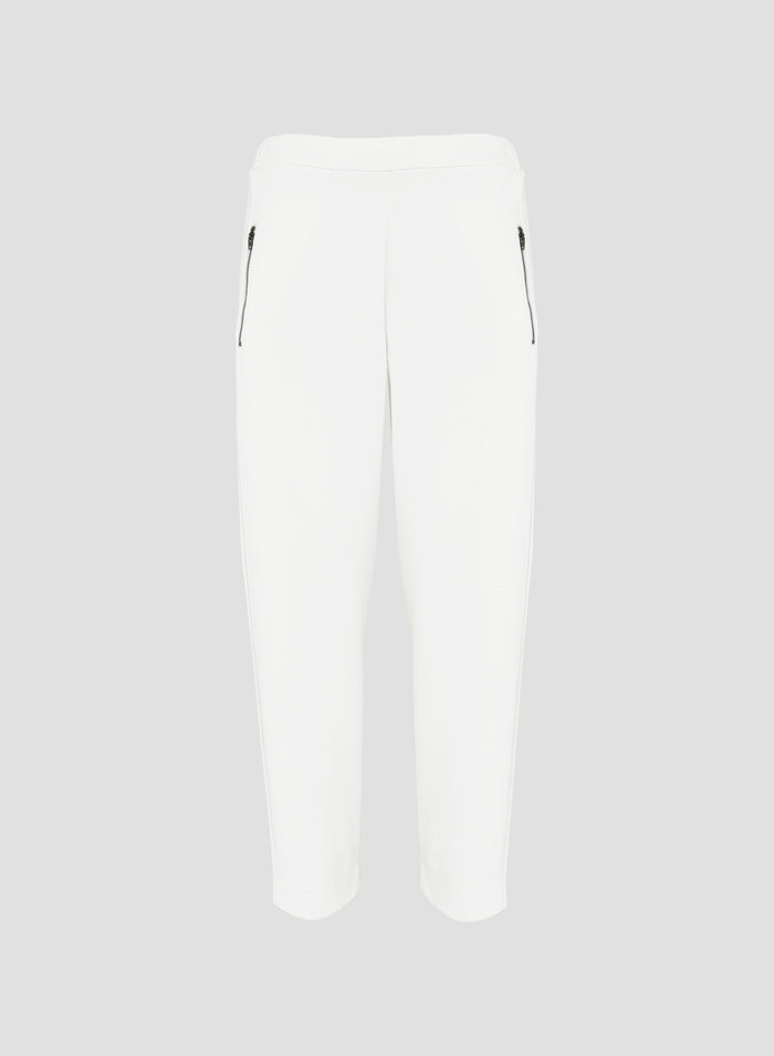 COTTON BLEND WIDE-LEG JOGGERS
