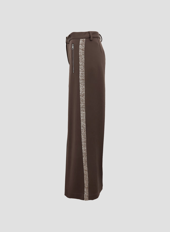 COTTON BLEND SWEATPANTS WITH METALLIC KNIT INSERT