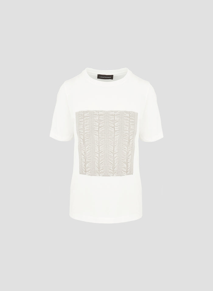 CLASSIC COTTON T-SHIRT WITH JACQUARD PANEL