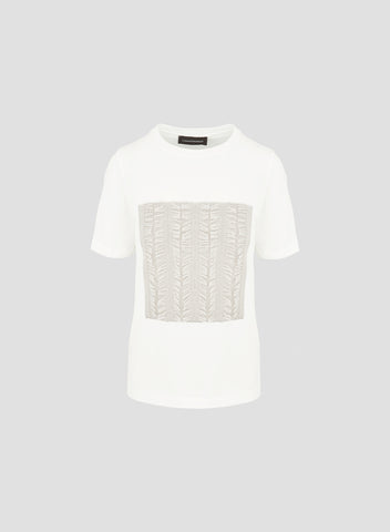 T-SHIRT CLASSICA IN COTONE CON PANNELLO JACQUARD