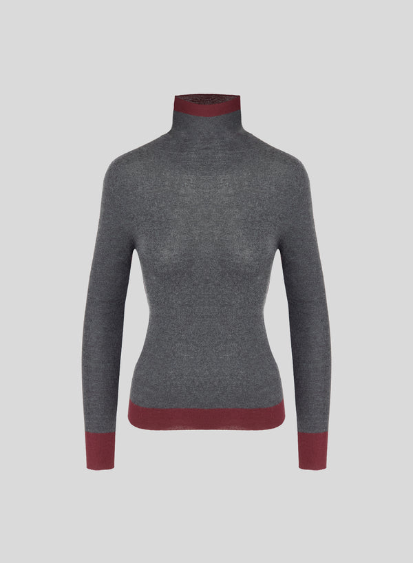COLOR-BLOCK TURTLENECK IN ULTRALIGHT CASHMERE AND SILK