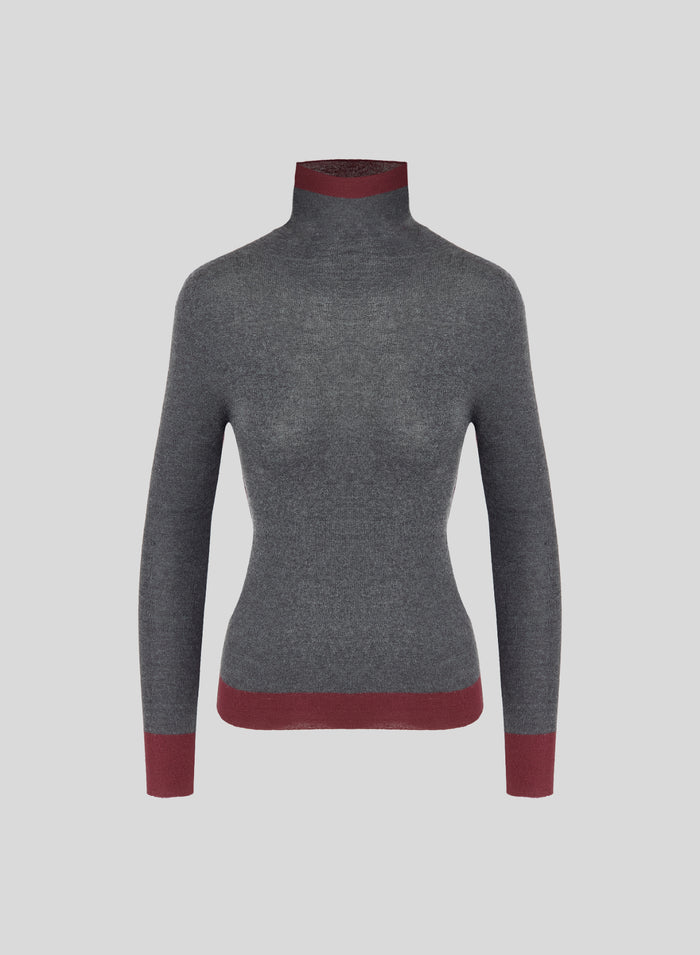 COLOR-BLOCK TURTLENECK IN ULTRALIGHT CASHMERE AND SILK