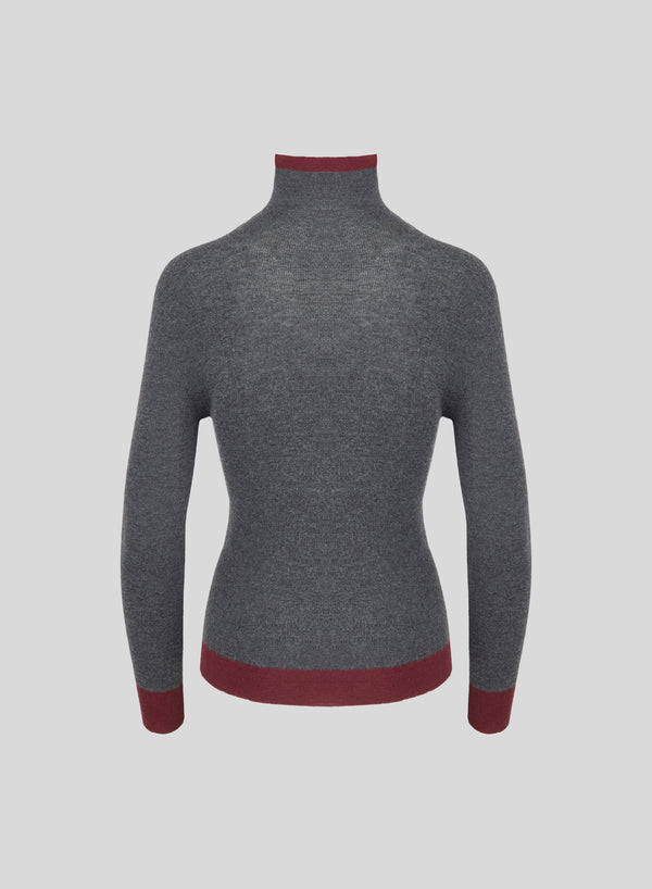 COLOR-BLOCK TURTLENECK IN ULTRALIGHT CASHMERE AND SILK