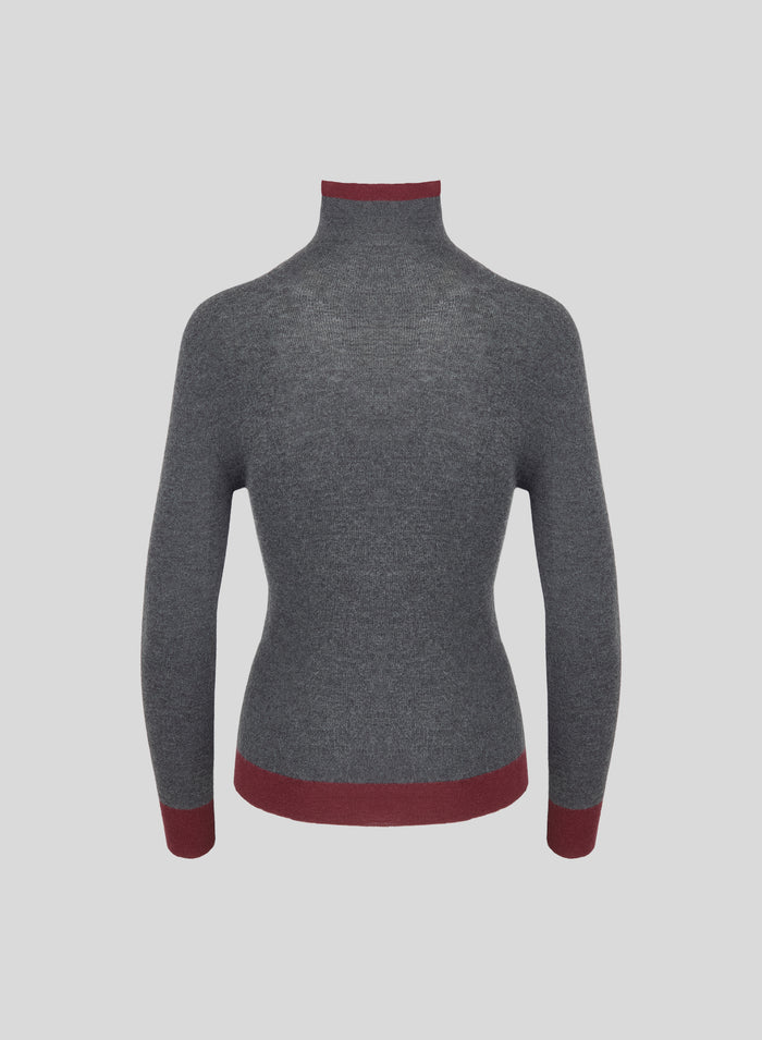 COLOR-BLOCK TURTLENECK IN ULTRALIGHT CASHMERE AND SILK