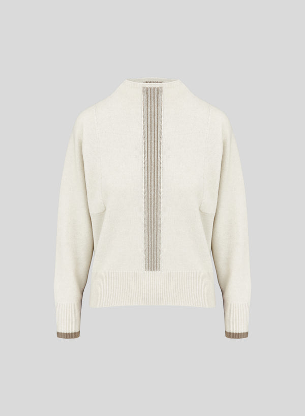 LORENA YARN ROLL NECK SWEATER WITH CONTRAST INTARSIA