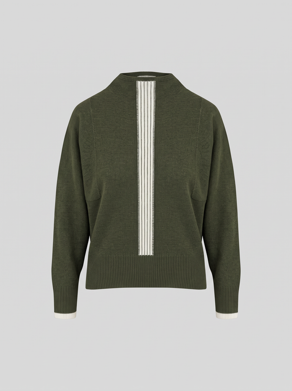LORENA YARN ROLL NECK SWEATER WITH CONTRAST INTARSIA