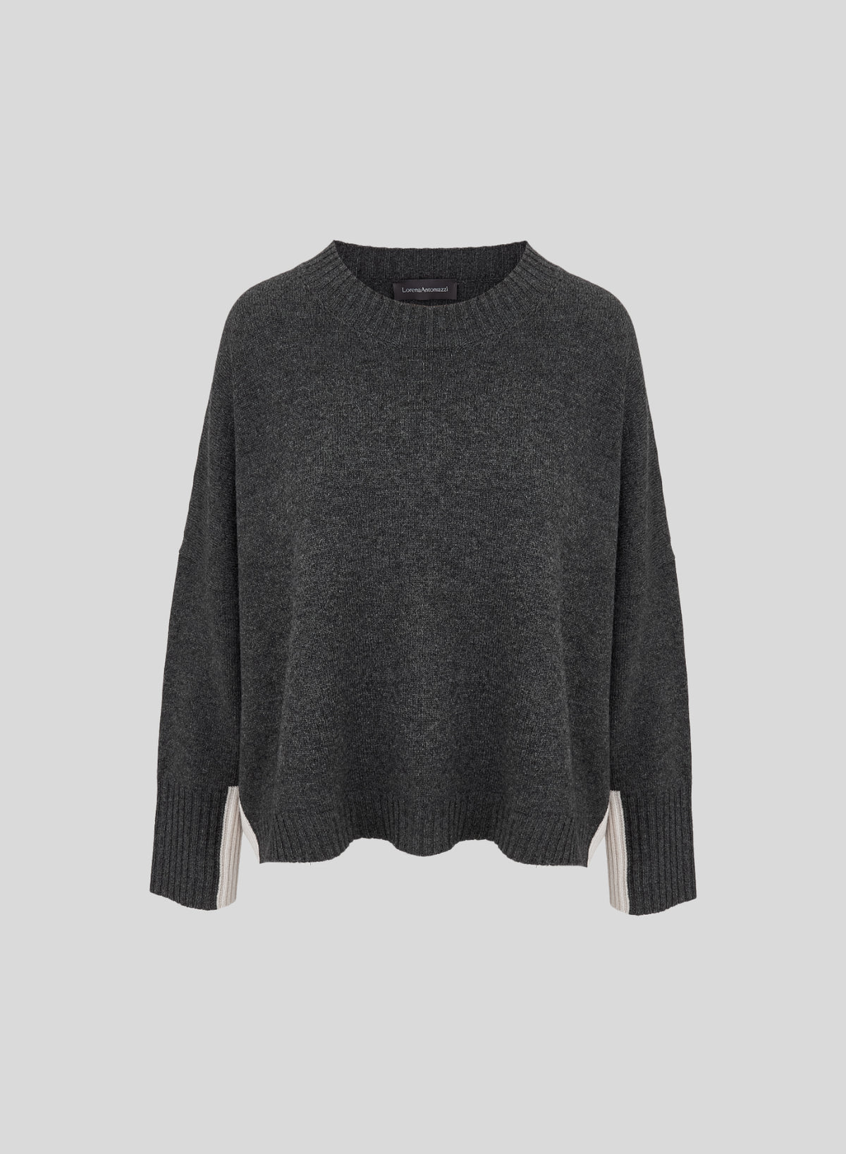 MAGLIA IN FILO LORENA CON INTARSIO A CONTRASTO