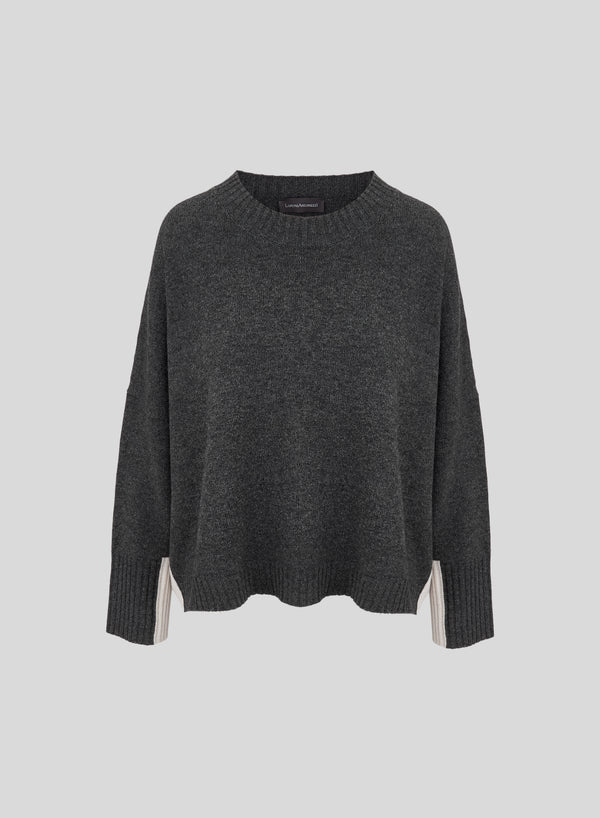 LORENA YARN SWEATER WITH CONTRASTING INLAY