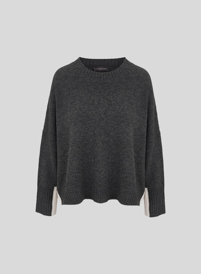 MAGLIA IN FILO LORENA CON INTARSIO A CONTRASTO