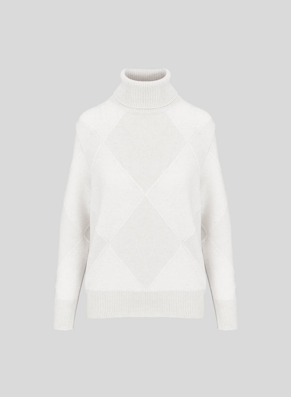 LORENA YARN TURTLENECK WITH DIAMOND PATTERN AND MICRO-SEQUINS