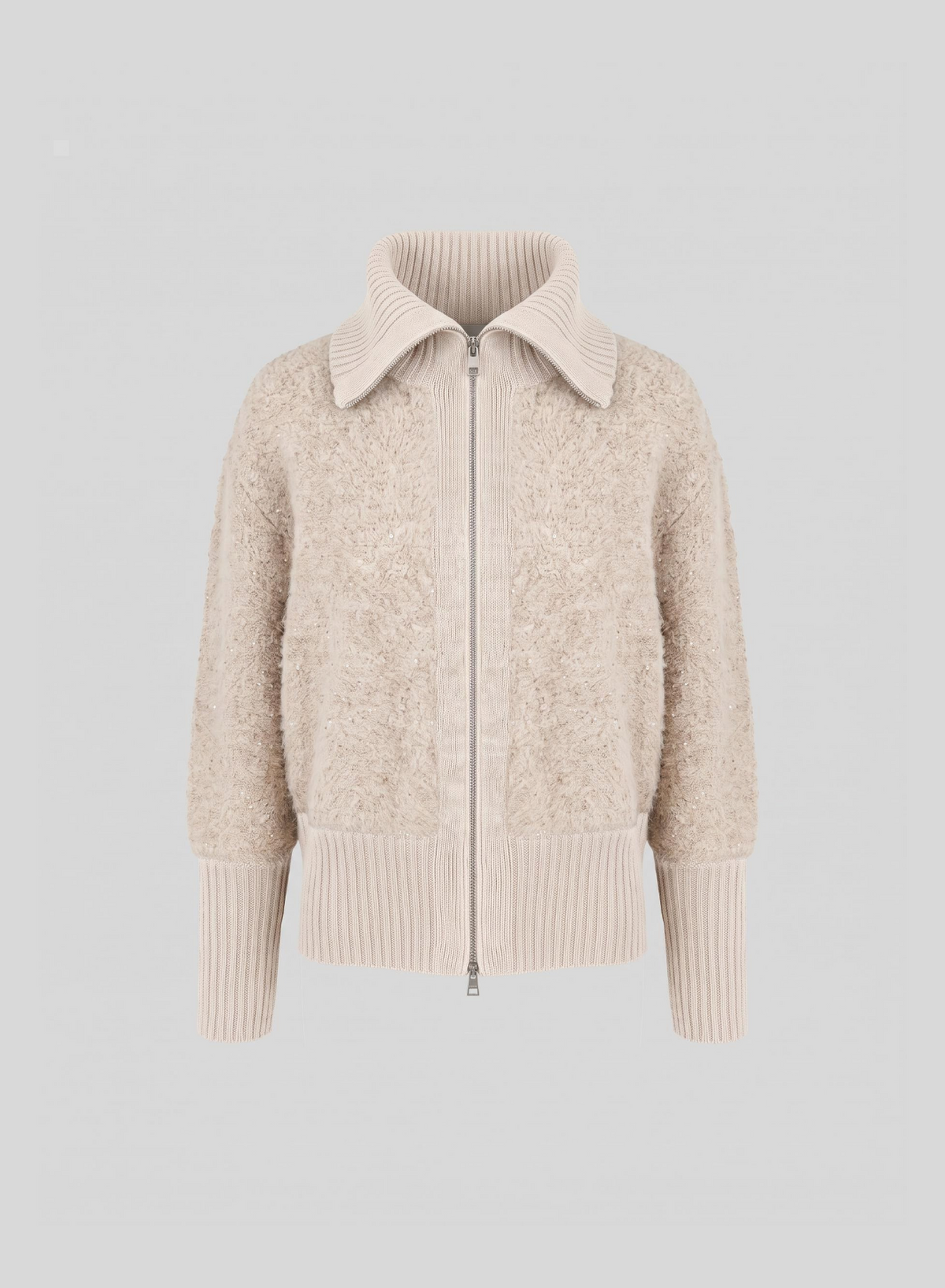 ZIP-UP HOODIE IN WOOL-BLEND TEDDY FABRIC