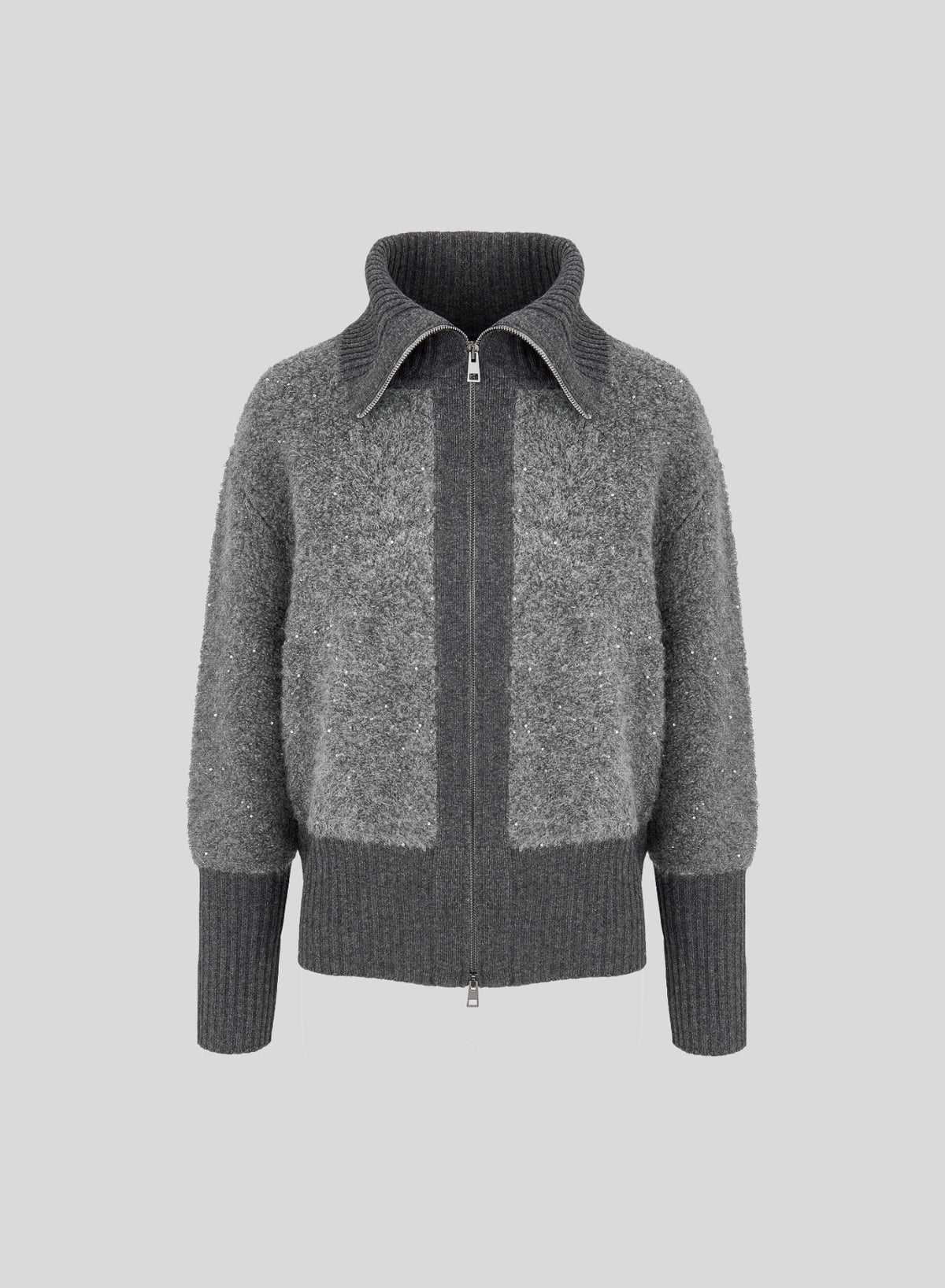 ZIP-UP HOODIE IN WOOL-BLEND TEDDY FABRIC