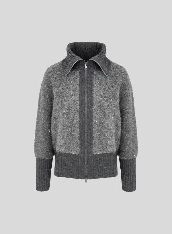 FELPA CON ZIP IN MISTO LANA EFFETTO TEDDY