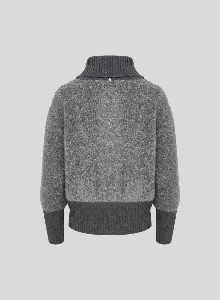 ZIP-UP HOODIE IN WOOL-BLEND TEDDY FABRIC