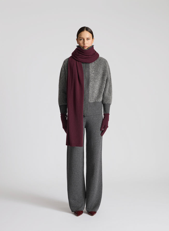 ZIP-UP HOODIE IN WOOL-BLEND TEDDY FABRIC