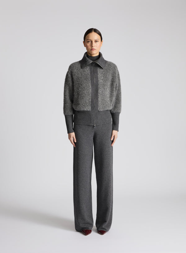 FELPA CON ZIP IN MISTO LANA EFFETTO TEDDY