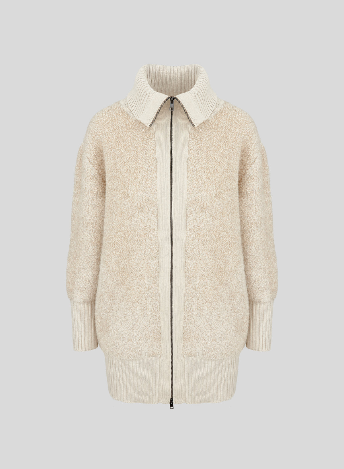 CAPPOTTO IN MAGLIA IN MISTO LANA EFFETTO TEDDY