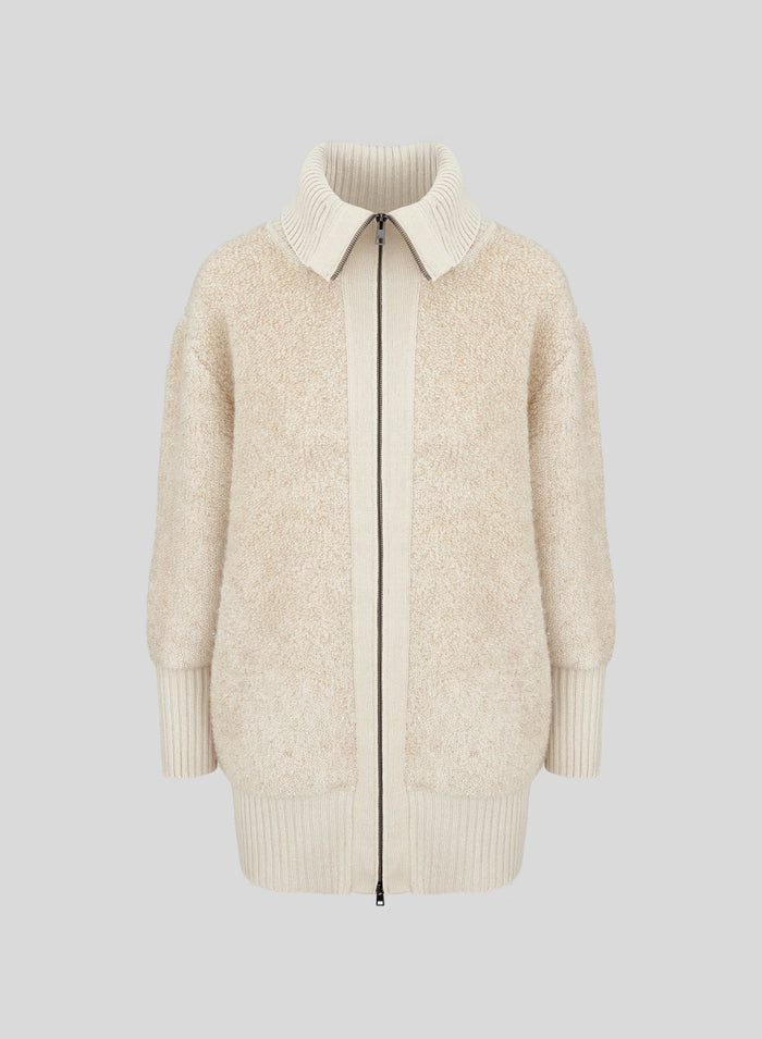 CAPPOTTO IN MAGLIA IN MISTO LANA EFFETTO TEDDY