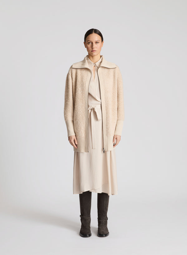 CAPPOTTO IN MAGLIA IN MISTO LANA EFFETTO TEDDY