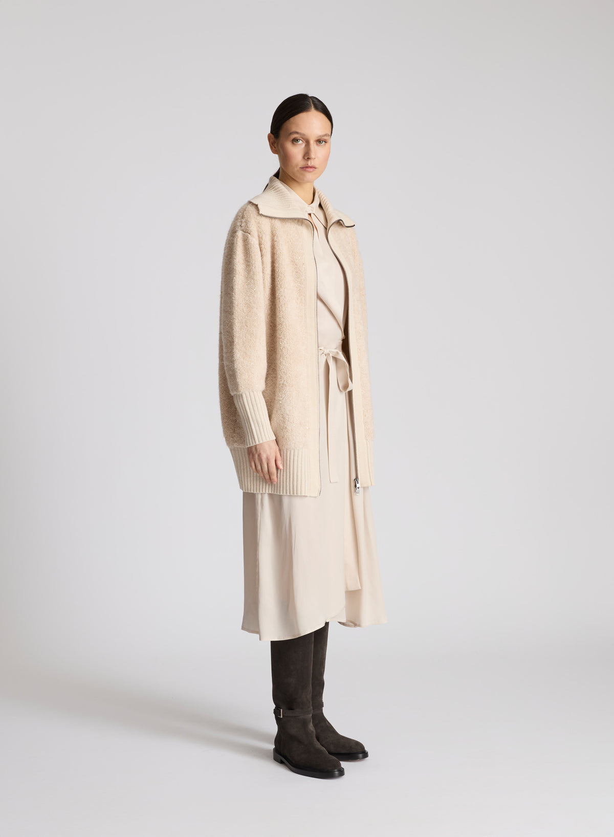 CAPPOTTO IN MAGLIA IN MISTO LANA EFFETTO TEDDY