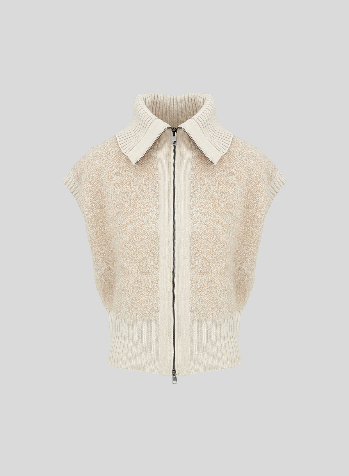 GILET IN MAGLIA IN MISTO LANA EFFETTO TEDDY
