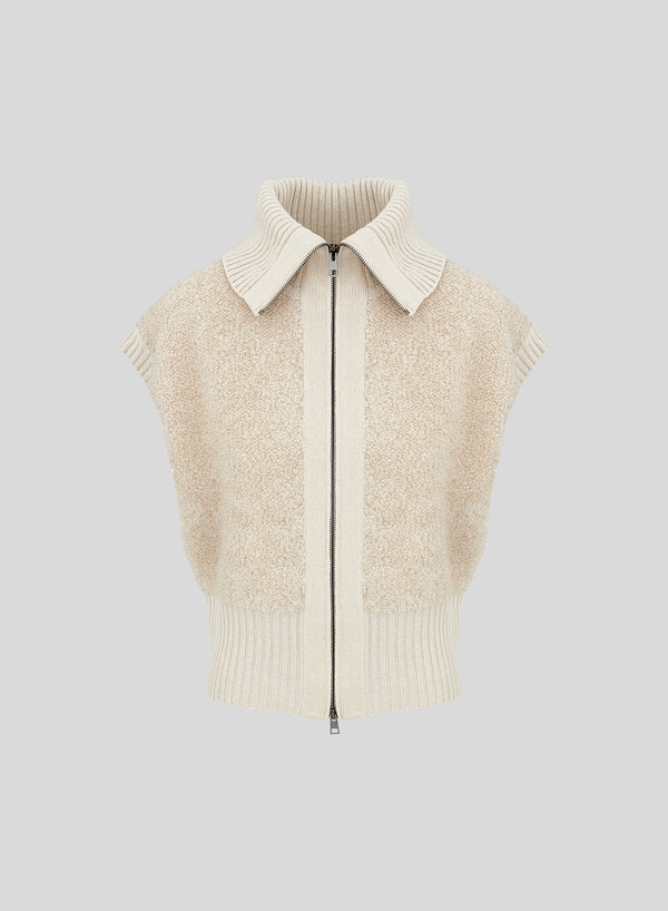 GILET IN MAGLIA IN MISTO LANA EFFETTO TEDDY