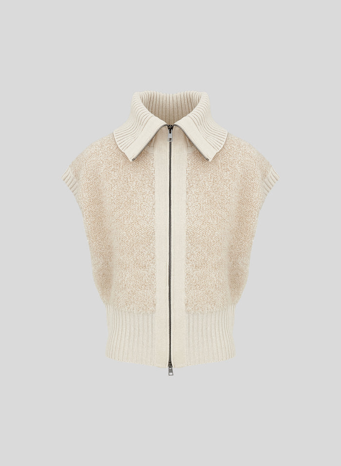 GILET IN MAGLIA IN MISTO LANA EFFETTO TEDDY