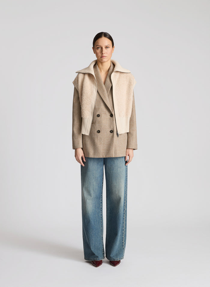 GILET IN MAGLIA IN MISTO LANA EFFETTO TEDDY
