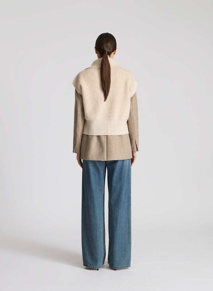 GILET IN MAGLIA IN MISTO LANA EFFETTO TEDDY
