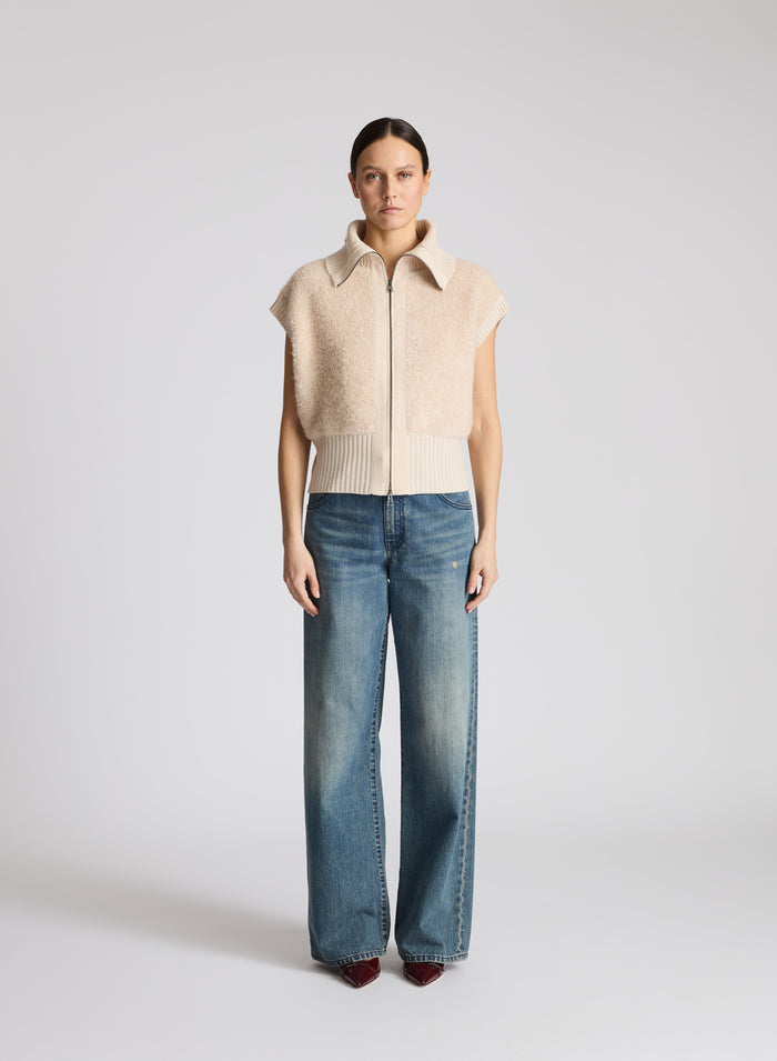 GILET IN MAGLIA IN MISTO LANA EFFETTO TEDDY