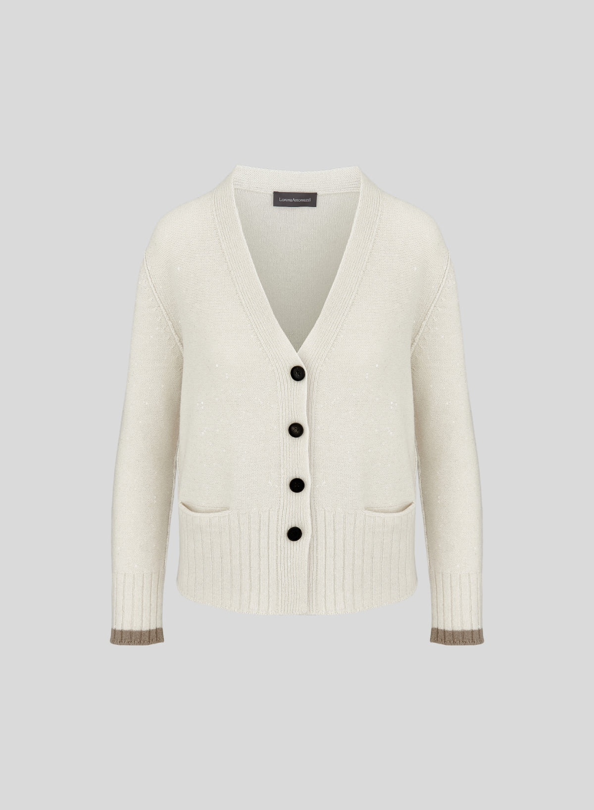 LORENA YARN CARDIGAN WITH CONTRAST STRIPE