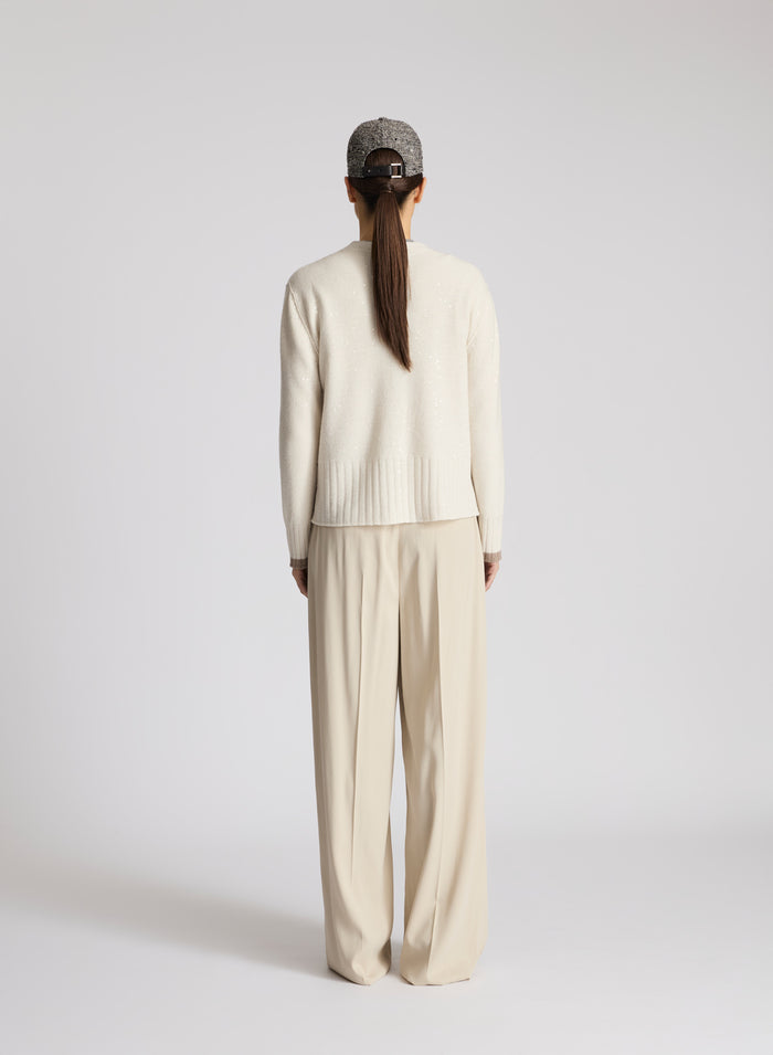 LORENA YARN CARDIGAN WITH CONTRAST STRIPE