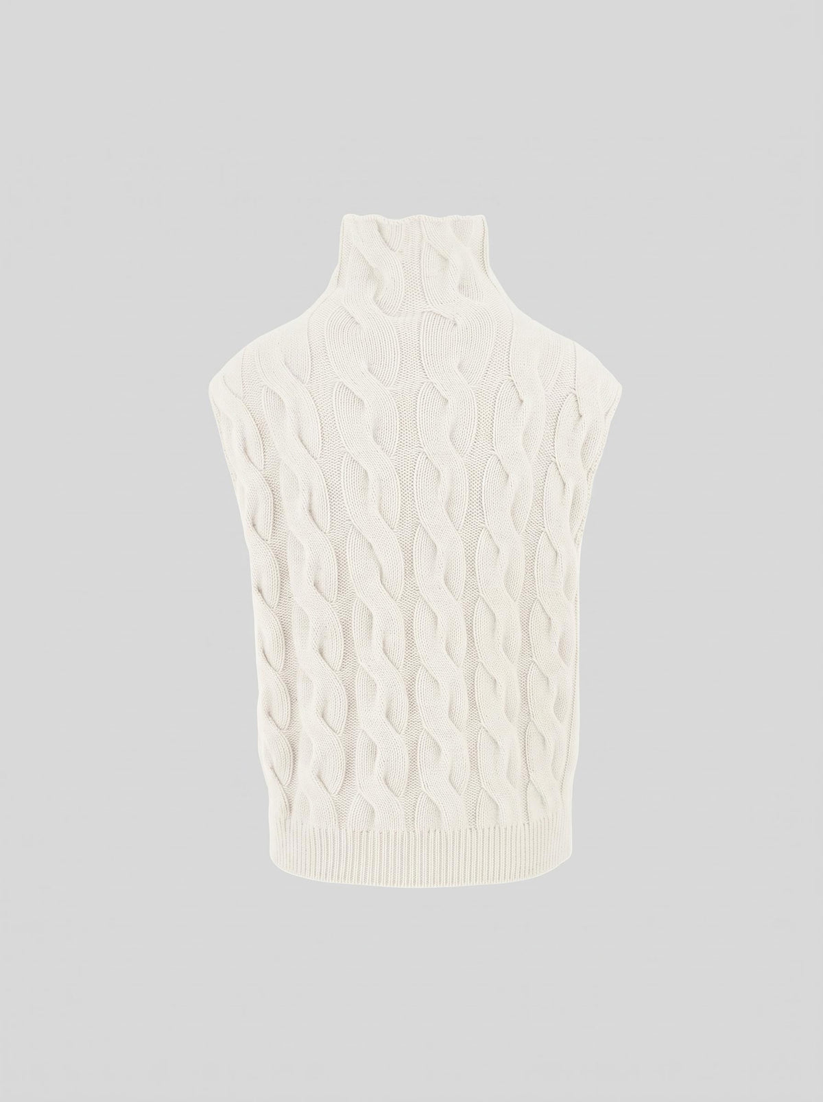 GILET IN CASHMERE CON TRECCIA ICONICA PIATTA